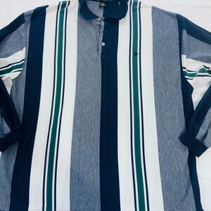 Knights of the Round Table Striped Polo Rugby Shirt, Long-sleeve, VTG 90’s, 2XL